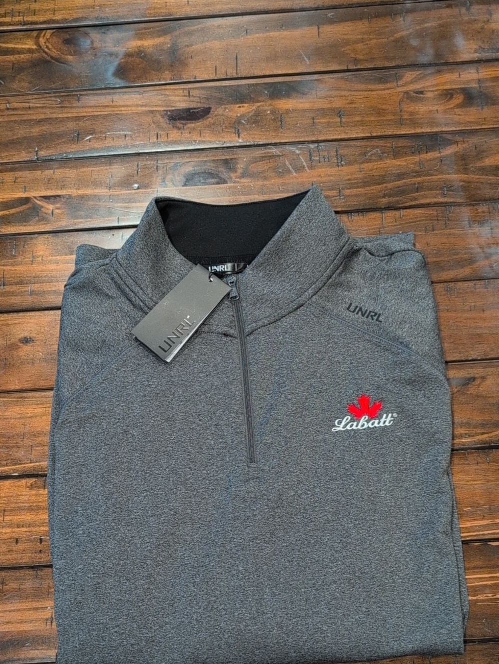 UNRL X Labatt Interlock Quarter Zip Pullover Labatt Beer Canadian